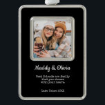 Best Friends Modern Photo Collage | BFF Christmas Silver Plated Framed Ornament<br><div class="desc">Best friends modern photo Christmas ornament, </div>
