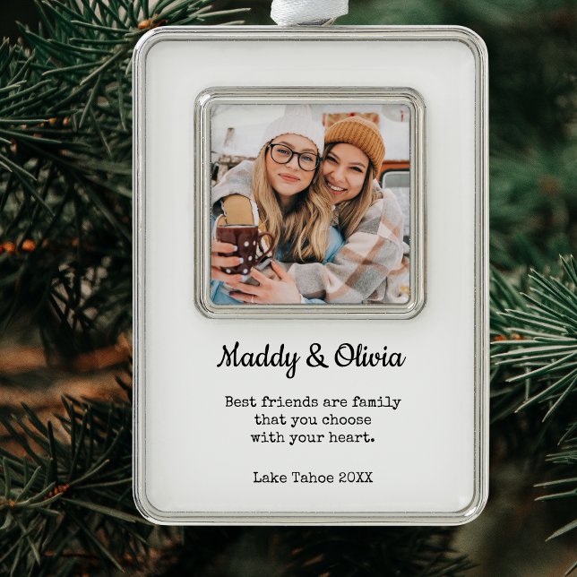 Best Friends Modern Photo Collage | BFF Christmas Silver Plated Framed Ornament (Best Friends Modern Photo Collage | BFF Christmas Christmas Ornament)