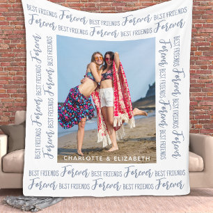 Best Friends Modern Trendy Chic Personalised Photo Fleece Blanket