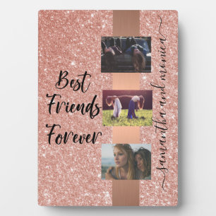 Best Friends Monogram Photo Rose Gold Plaque