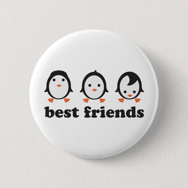 best friends - penguins 6 cm round badge (Front)