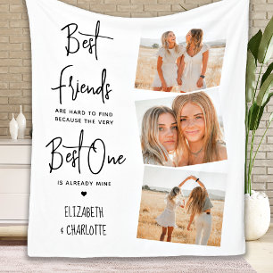 Best Friends Personalised Chic 3 Photo Friendship Fleece Blanket