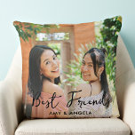 Best Friends Personalised Modern Friendship Photo Cushion<br><div class="desc">Celebrate your best friend and friendship with a custom photo keepsake pillow. Whether it's a birthday or Christmas , this best friends pillow is a wonderful gift that will be treasure for years to come. Pillow is double sided so you can do different photos on each side . Front is...</div>