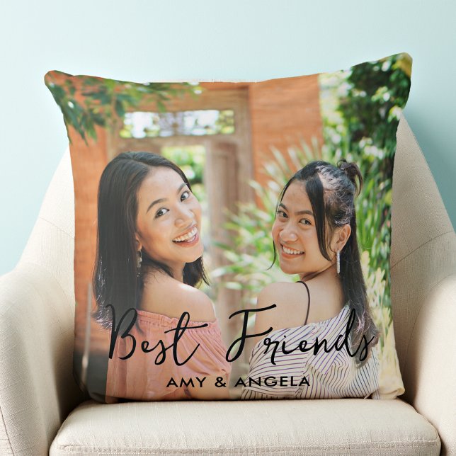 Best Friends Personalised Modern Friendship Photo Cushion (Creator Uploaded)