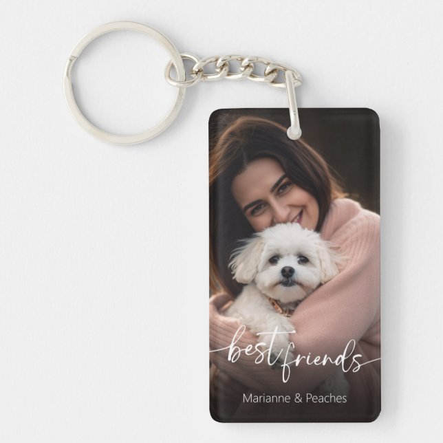 Best Friends Pet Photo Dog Lover Key Ring (Front)