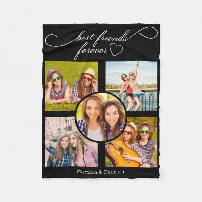 Best Friends Photo Black Fleece Blanket (Front)