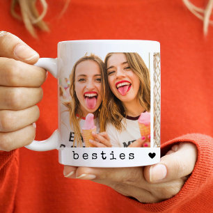 Best Friends Photo Collage Besties Friendship Two-Tone Coffee Mug
