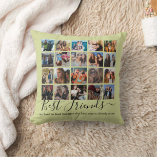 Best Friends Photo Collage Green Cushion