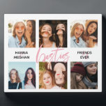 Best friends Photo collage pink besties Plaque<br><div class="desc">A great gift to celebrate your firenship! A photo plaque with your favourite 6 photos,  personalised with your names.</div>