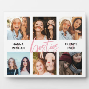 Best friends Photo collage pink besties Plaque