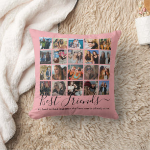 Best Friends Photo Collage Pink Cushion