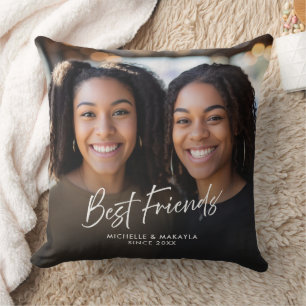 Best Friends Photo Custom Names Modern Script Cushion