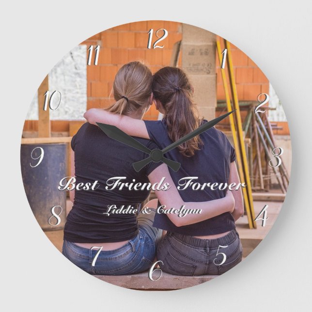 Best Friends Photo Custom Round Clock (Front)