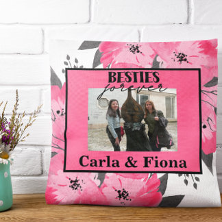 Best friends PHOTO Gift Pink Throw Pillow