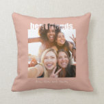 Best Friends Photo Modern Bff Besties Friendship T Cushion<br><div class="desc">Modern Best Friends design,  for besties and with friendship theme,  featuring square shaped photo template,  against pink background. Easily customise with your favourite pictures,  colours and your text.</div>
