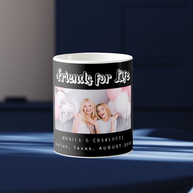 Best Friends photo names black white Coffee Mug (Creator Uploaded)