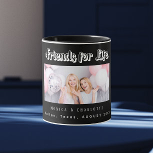 Best Friends photo names black white Mug