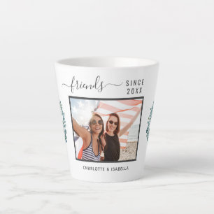 Best friends photo names eucalyptus greenery latte mug