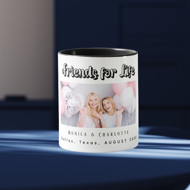 Best Friends photo names white black modern Mug (Creator Uploaded)