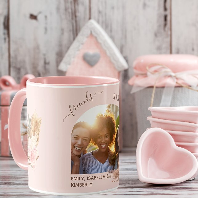 Best friends photo pampas grass rose gold pink mug (Creator Uploaded)