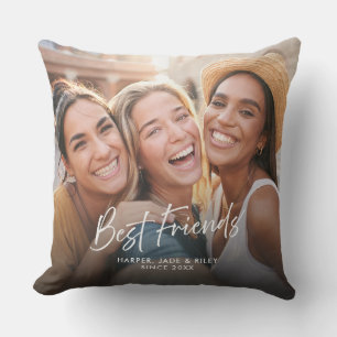 Best Friends Photo Personalised Modern Script Cushion