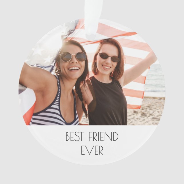 Best friends photo text keepsake ornament (Front)