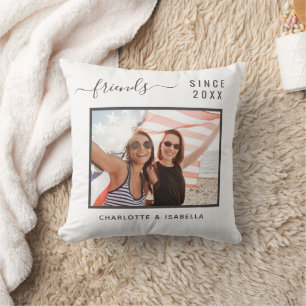 Best friends photo white names year cushion