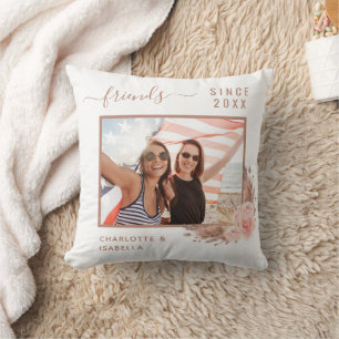 Best friends photo white names year pampas grass cushion