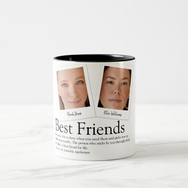 Best Friends Photos Definition Modern Typographic Two-Tone Coffee Mug (Center)