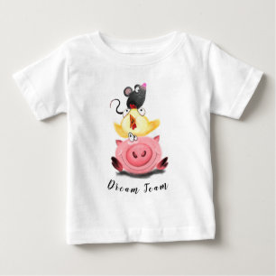 Best Friends Piggy, Chick and Mouse -Add Your Text Baby T-Shirt