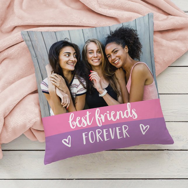 Best Friends | Pink and Purple Colour Block 2 Phot Cushion (Creator Uploaded)