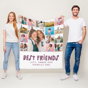 Best friends purple 15 photo modern minimal fleece blanket
