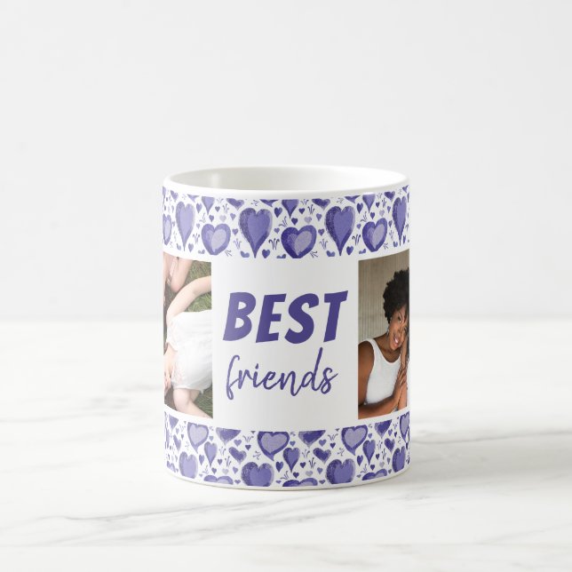 Best Friends Purple Heart Pattern 2 Photo Coffee Mug (Center)