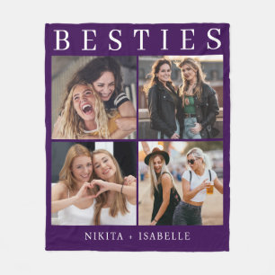 Best Friends Purple Photo Collage Keepsake  Fleece Blanket