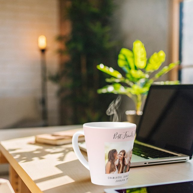 Best friends rose gold blush photo latte mug (Creator Uploaded)
