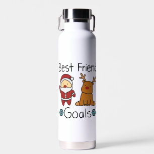 Best Friends Santa Claus and Reindeer - Christmas Water Bottle