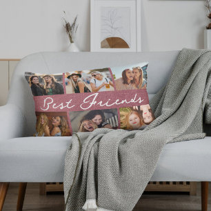 Best Friends Script Calligraphy Photo Collage  Lumbar Cushion