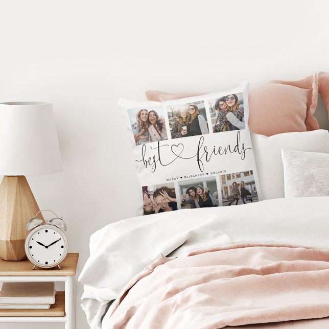 Best Friends Script Gift For Friends Photo Collage Cushion (Creator Uploaded)
