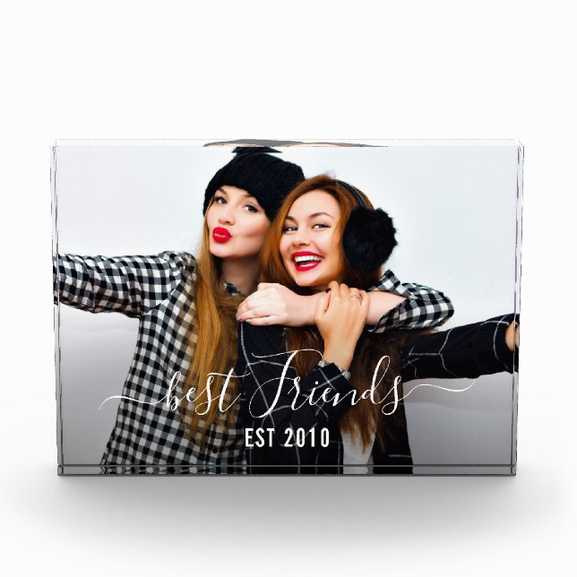 BEST FRIENDS | Script lettering overlay Photo Block (Front)