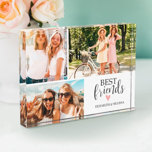 Best Friends Script Photo Block (A cute photo block makes a perfect gift for your bestie!)