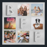 Best Friends silver photo collage BFF Faux Canvas Print<br><div class="desc">A unique gift for your best friend(s) celebrating your life together with a collage of 6 of your own photos,  pictures. A trendy faux silver metallic looking background.  The letters BFF are written with a balloon style font.</div>