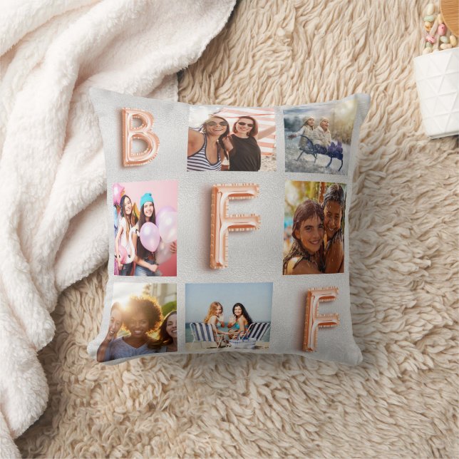 Best Friends silver rose gold photo collage Cushion (Blanket)