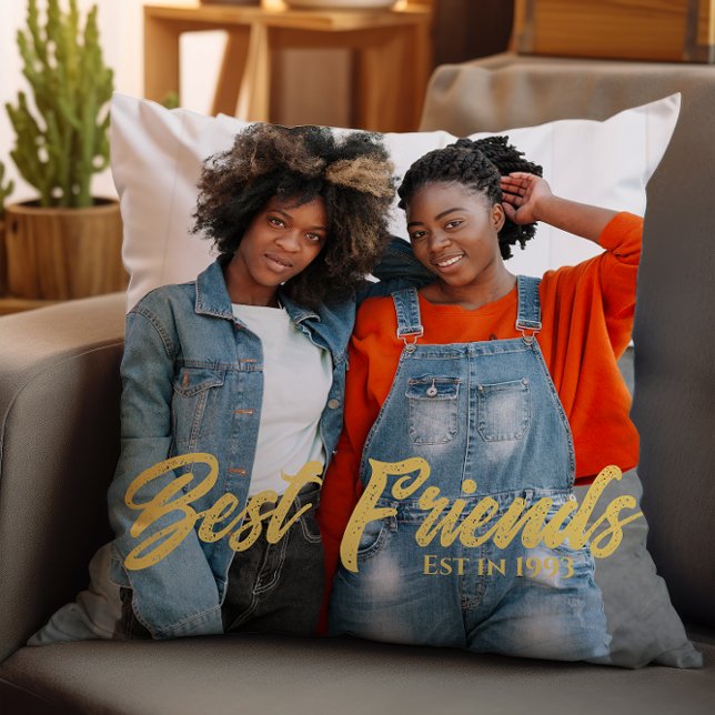 Best friends  simple modern photo  cushion (Creator Uploaded)