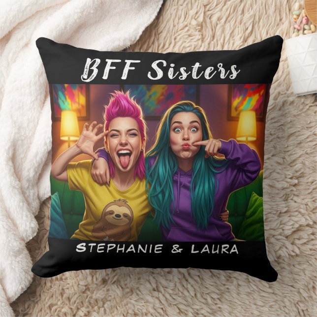 Best Friends Sisters Funny BFF  Cushion (Blanket)