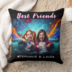 Best Friends Sisters Funny  Cushion