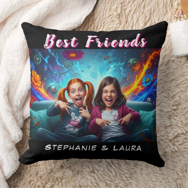 Best Friends Sisters Funny  Cushion (Blanket)