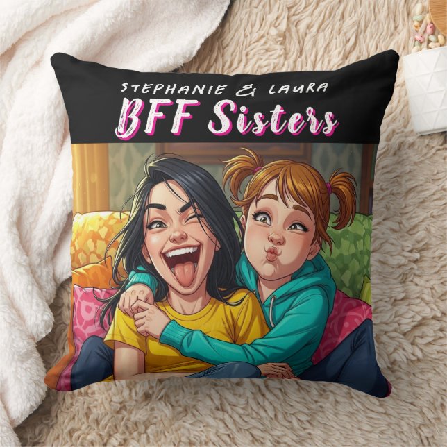 Best Friends Sisters Funny  Cushion (Blanket)