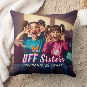 Best Friends Sisters Funny  Cushion