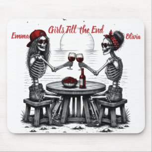 Best Friends Skeleton Couple Mouse Pad