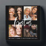 Best friends Square 4 Photos collage besties black Plaque<br><div class="desc">A great gift to celebrate your friendship! A black photo plaque with your favourite 4 photos,  personalised with your names.</div>